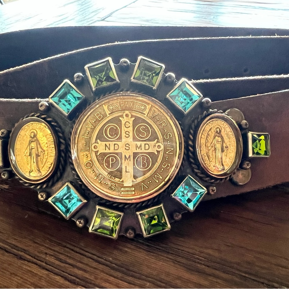 Virgins Saints & Angels Gold and Green Decorative Belt